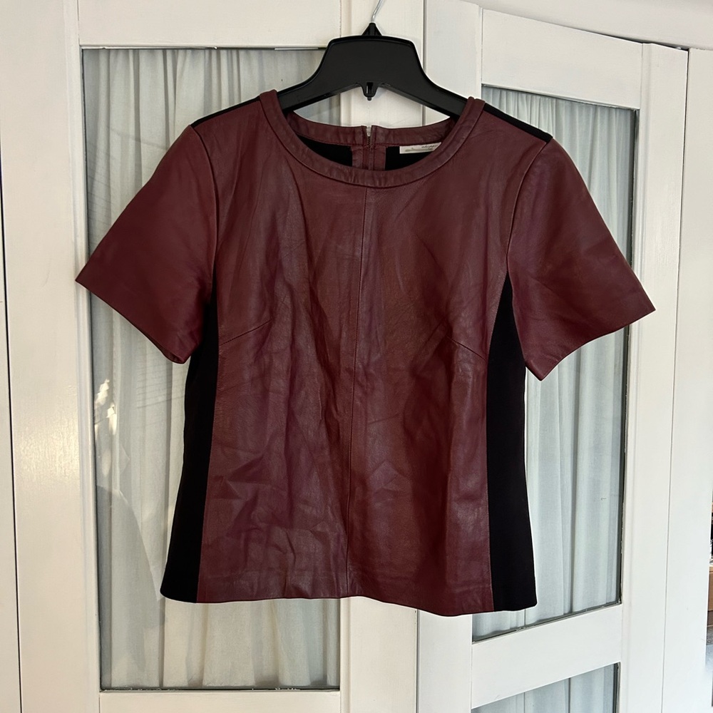 Women's Burgundy Leather Top